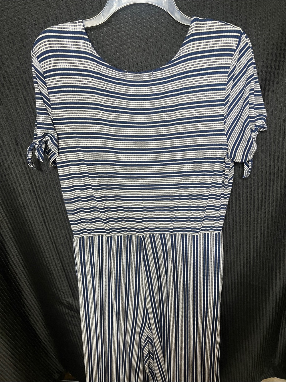 Rewind Blue and White Striped Short-Sleeve Jumpsuit - Picture 3 of 5